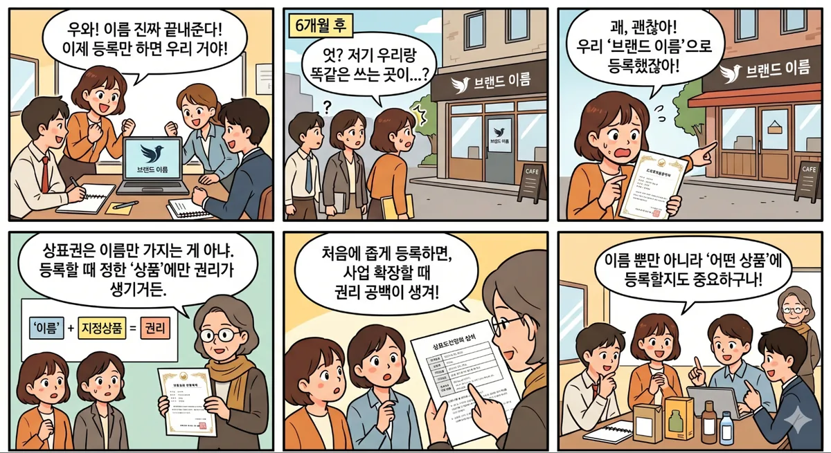 지정상품 선정 전략을 설명하는 웹툰 이미지