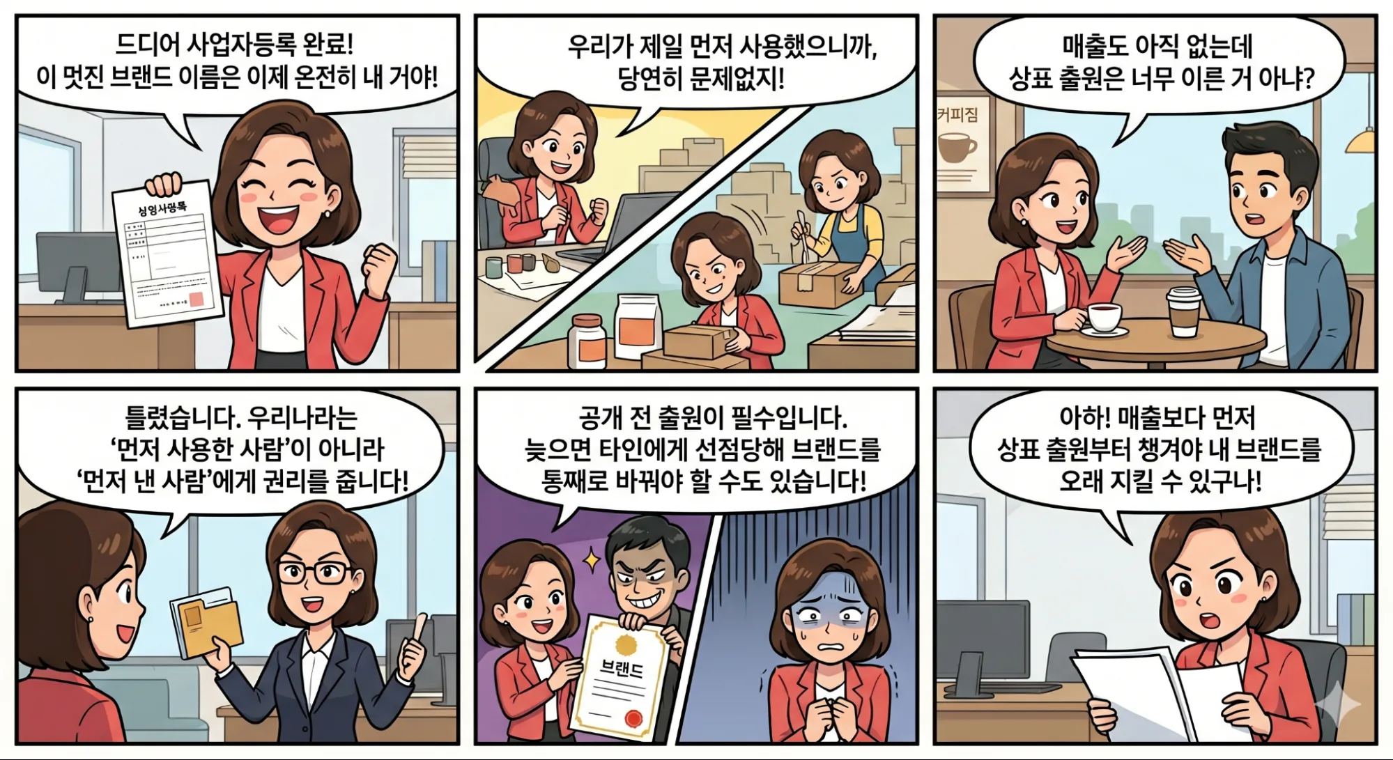 상표 출원 타이밍을 설명하는 웹툰